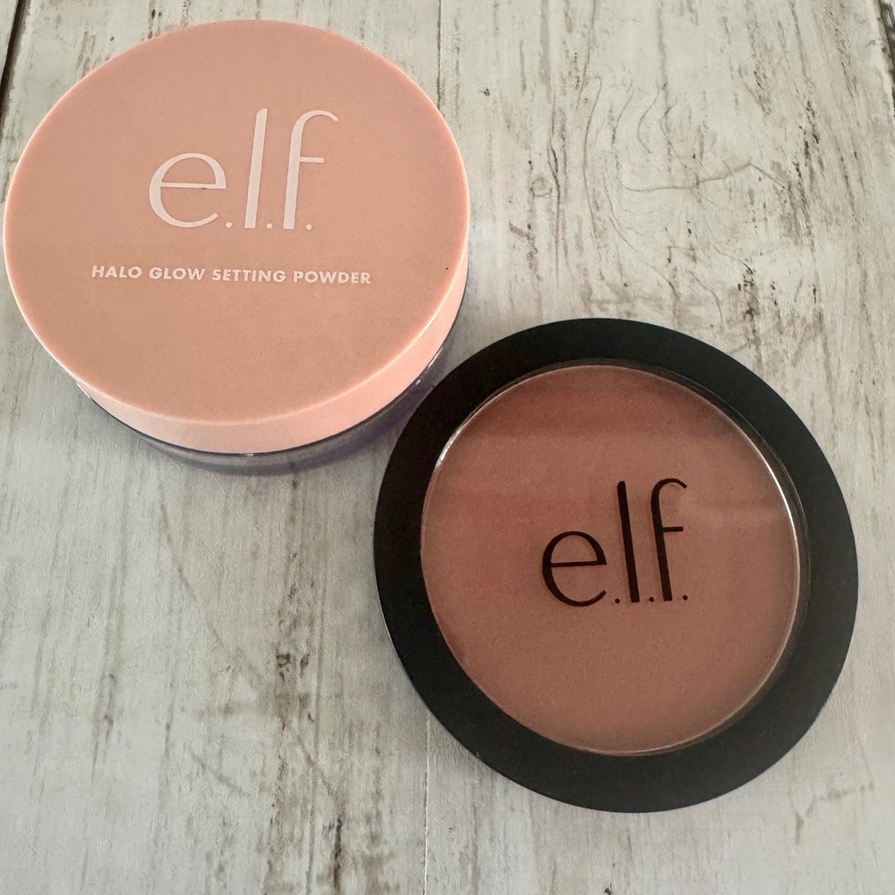 ELF Halo Glow Setting Powder and Always Rosy Primer-Infused Matte Blush Bundle